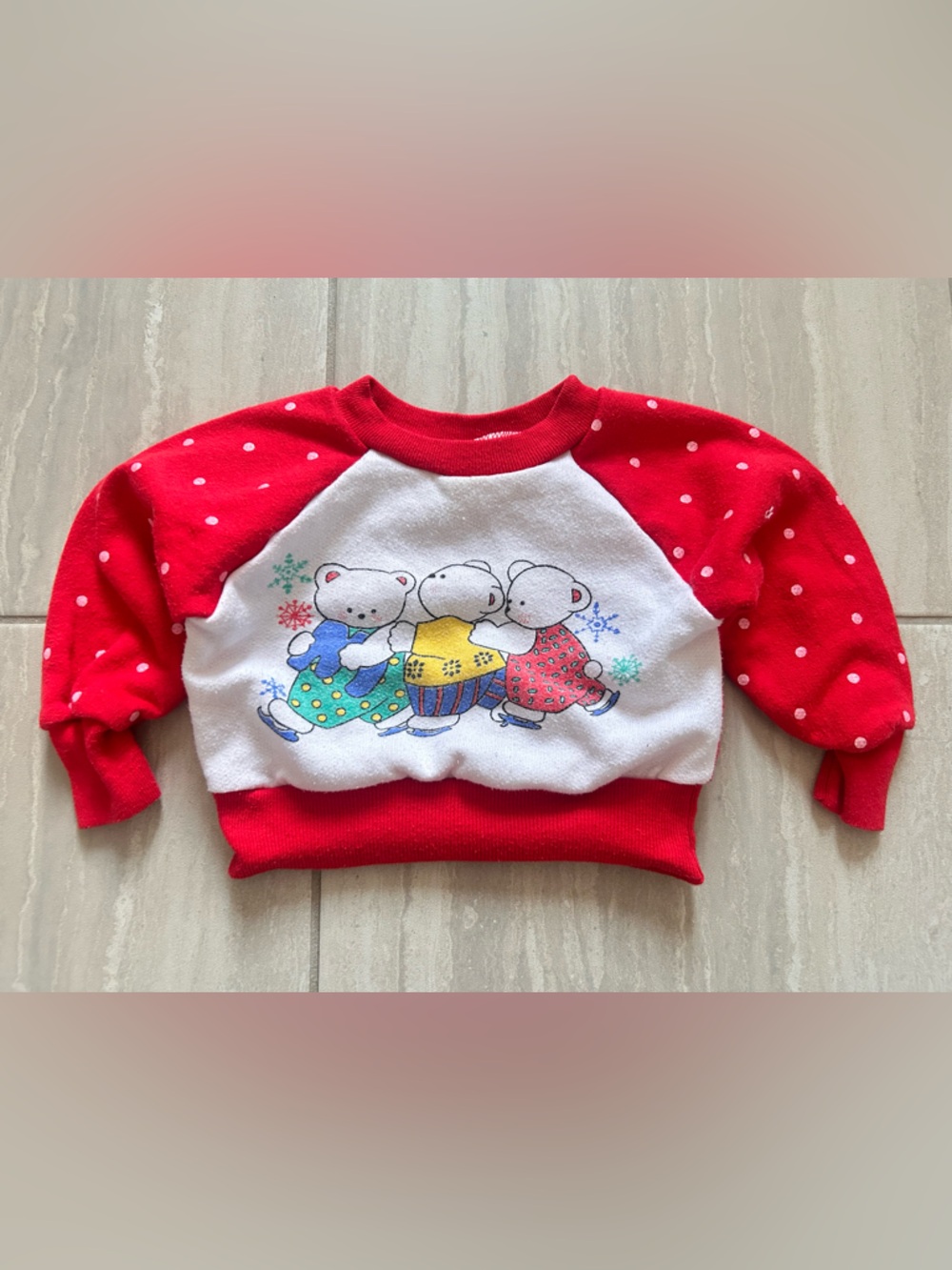 18‎ month vintage Red Polka Sweatshirt with Bear Print